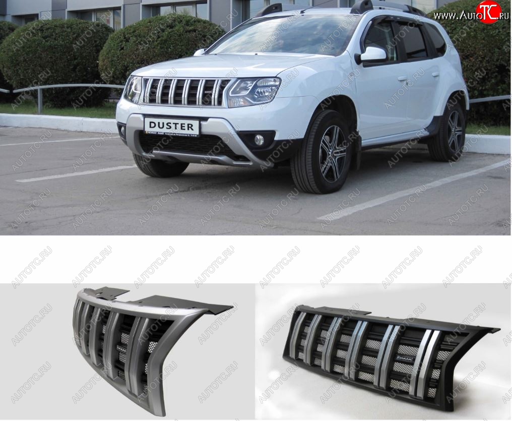 7 099 р. Решетка радиатора Next Renault Duster HS рестайлинг (2015-2021) (цвет: Серебро с черным матовым)  с доставкой в г. Майкоп