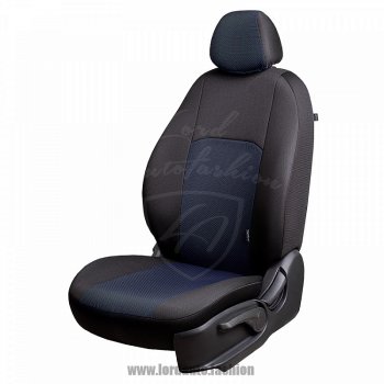 Чехлы для сидений Lord Autofashion Дублин (жаккард, 60/40) Renault Duster  HS (2015-2021) рестайлинг (Черный, вставка Ёж Синий)