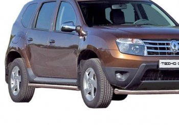 Защита порогов ТехноСфера (Техно Сфера) (нержавейка, 63.5 mm) Renault Duster  HS (2010-2015) дорестайлинг