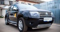 16 299 р. Защита переднего бампера (2 трубыØ63 и 42 мм, нержавейка) SLITKOFF  Renault Duster  HS (2010-2015) дорестайлинг  с доставкой в г. Майкоп. Увеличить фотографию 3