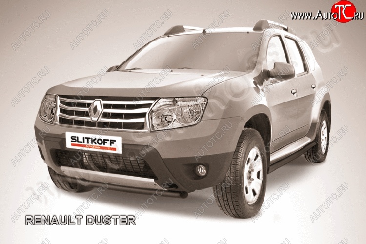 6 849 р. Защита переднего бампер Slitkoff Renault Duster HS дорестайлинг (2010-2015) (Цвет: серебристый)  с доставкой в г. Майкоп