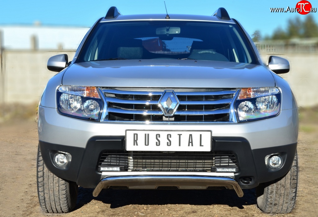 13 399 р. Защита переднего бампера (Ø42 мм, нержавейка, 4х4) SLITKOFF  Renault Duster  HS (2010-2015) дорестайлинг  с доставкой в г. Майкоп
