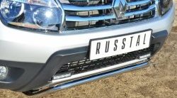 13 399 р. Защита переднего бампера (Ø42 мм, нержавейка, 4х4) SLITKOFF  Renault Duster  HS (2010-2015) дорестайлинг  с доставкой в г. Майкоп. Увеличить фотографию 2