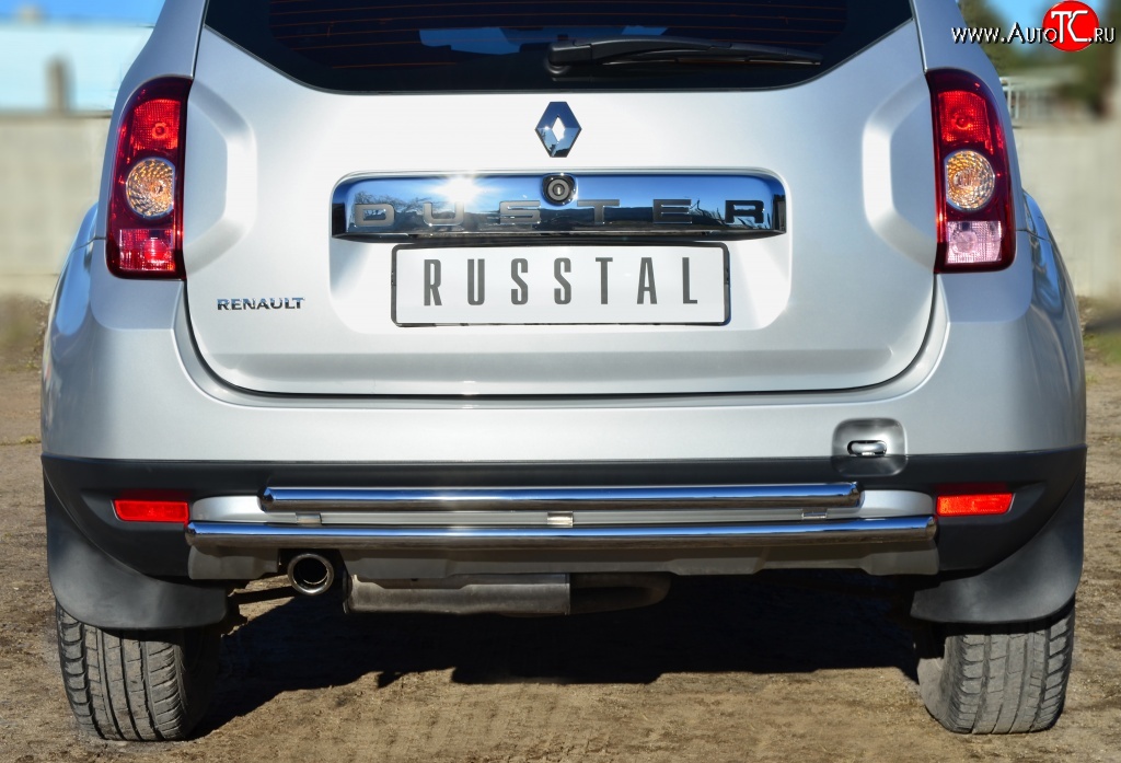 15 649 р. Защита заднего бампера (2 трубы Ø42 мм, нержавейка) SLITKOFF  Renault Duster  HS (2010-2015) дорестайлинг  с доставкой в г. Майкоп