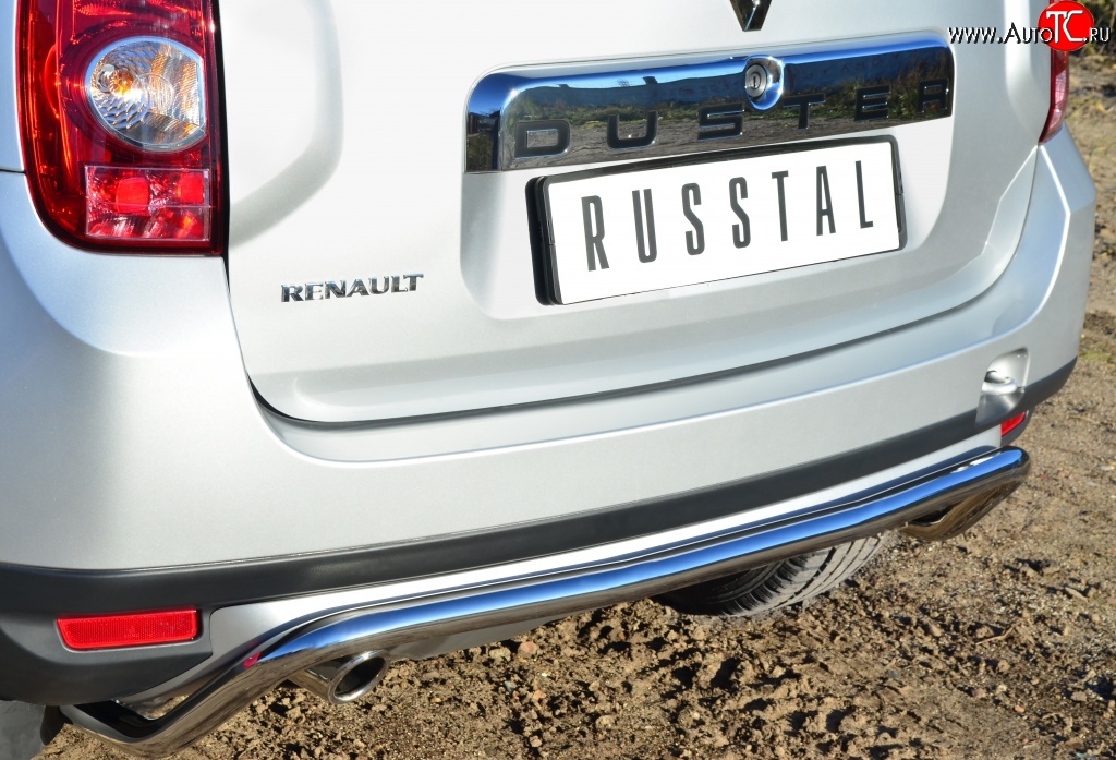 12 549 р. Защита заднего бампера (Ø42 мм волна короткая, нержавейка) SLITKOFF  Renault Duster  HS (2010-2015) дорестайлинг  с доставкой в г. Майкоп