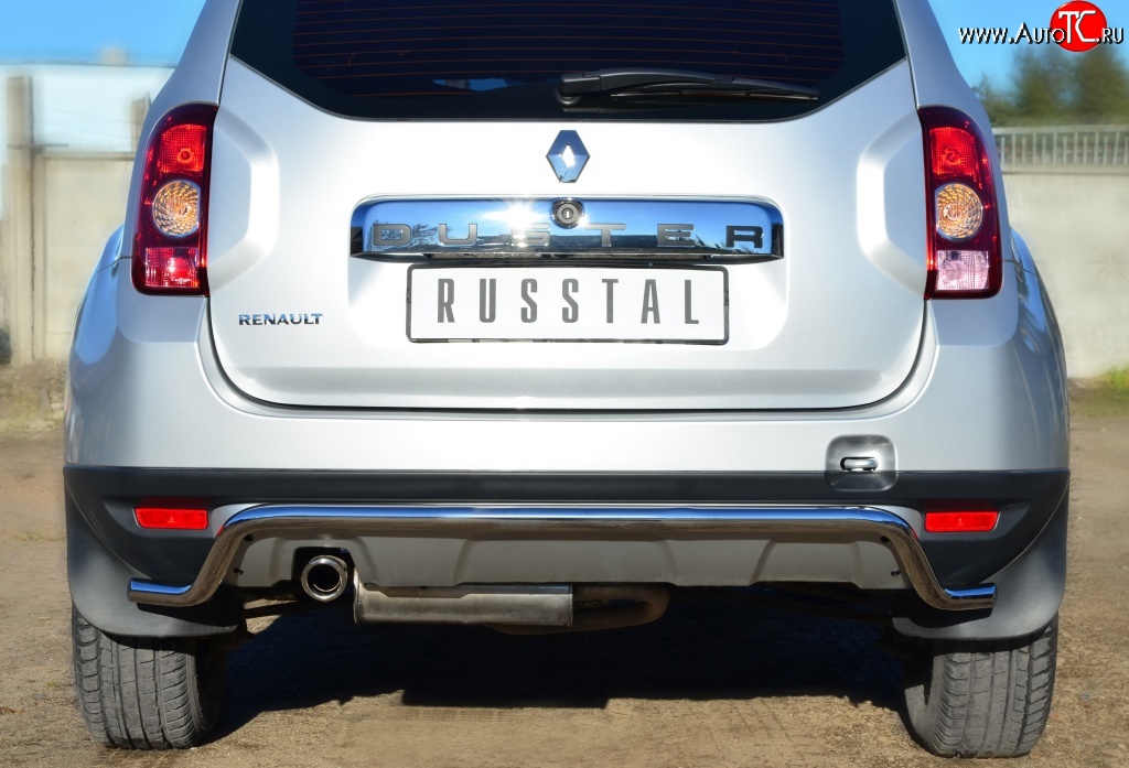 13 399 р. Защита заднего бампера (Ø42 мм волна, нержавейка, 4х4) SLITKOFF  Renault Duster  HS (2010-2015) дорестайлинг  с доставкой в г. Майкоп