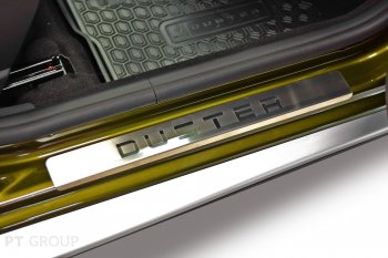 2 499 р. Пороги накладки в проем дверей Petroil Tuning Renault Duster HS рестайлинг (2015-2021) (Нержавейка)  с доставкой в г. Майкоп. Увеличить фотографию 3