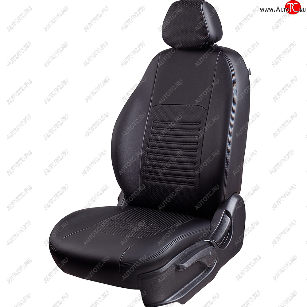 9 449 р. Чехлы для сидений Lord Autofashion Турин (экокожа, сплошная спинка, 2 П-образных подголовника)  Renault Duster  HS - Sandero  (BS) (Черный, вставка черная)  с доставкой в г. Майкоп