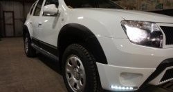 3 299 р. Накладки на боковые части переднего бампера с LED ДХО Drive  Renault Duster  HS (2010-2015) дорестайлинг (Неокрашенная)  с доставкой в г. Майкоп. Увеличить фотографию 2