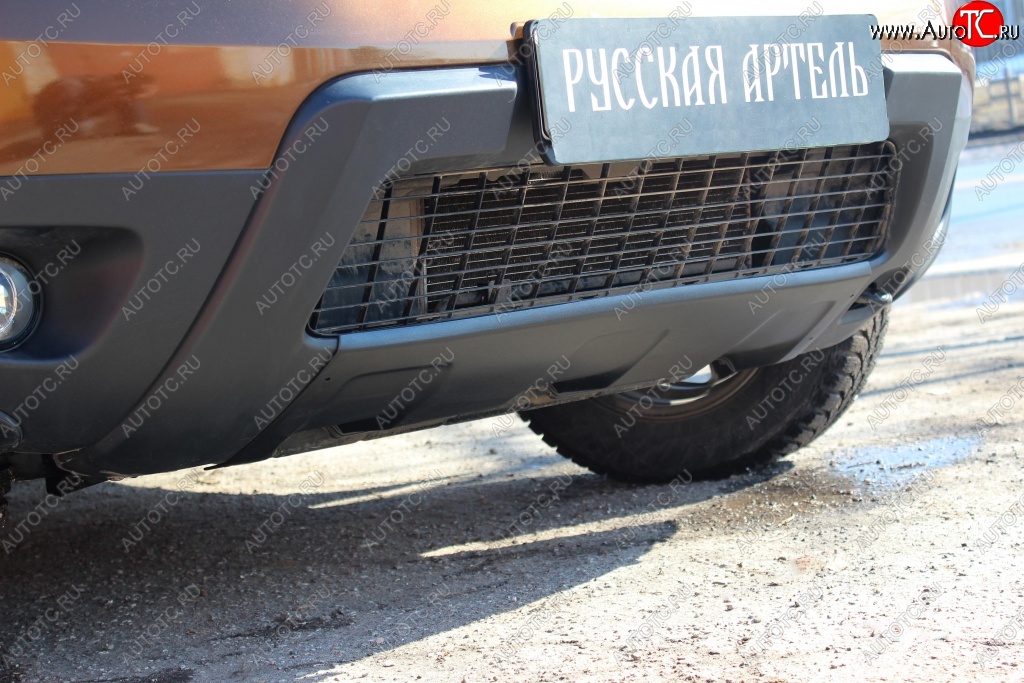 6 449 р. Накладка на передний бампер RA (усиленная) Renault Duster HS дорестайлинг (2010-2015) (Поверхность шагрень (серый металлик))  с доставкой в г. Майкоп