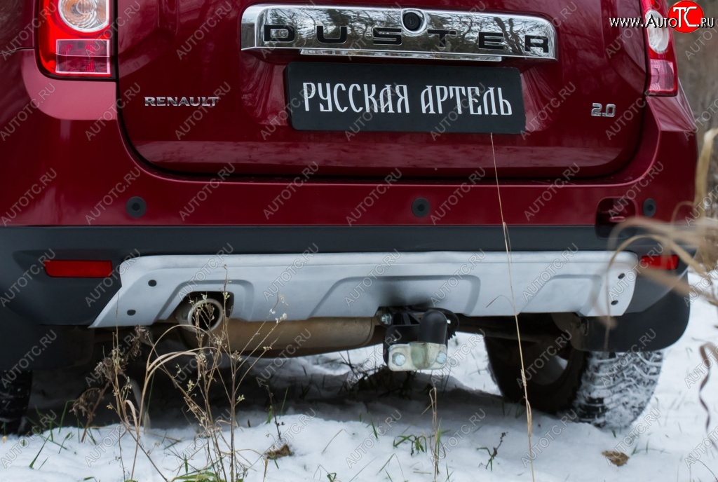 4 999 р. Накладка на задний бампер RA Renault Duster HS дорестайлинг (2010-2015) (Поверхность шагрень (серый металлик))  с доставкой в г. Майкоп