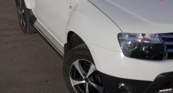 Защита порогов с площадкой для ног из круглой трубы диаметром 63 мм Petroil Tuning Renault Duster HS рестайлинг (2015-2021) (Нержавеющая полированная сталь)