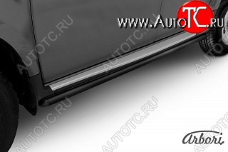 1 214 р. Защита штатных порогов Arbori (черная, d24 mm). Renault Duster HS дорестайлинг (2010-2015)  с доставкой в г. Майкоп