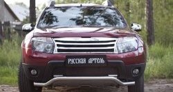 2 199 р. Защитная сетка решетки переднего бампера (c дхо и обвесом) РА Renault Duster HS дорестайлинг (2010-2015)  с доставкой в г. Майкоп. Увеличить фотографию 2