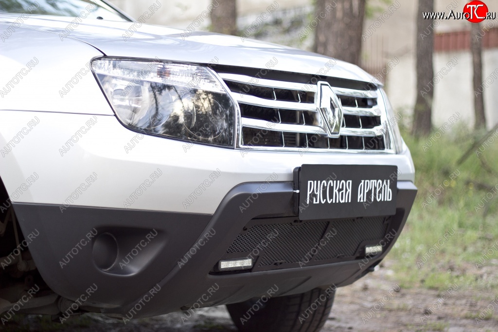 2 249 р. Защитная сетка решетки переднего бампера (с дхо без обвеса) РА Renault Duster HS дорестайлинг (2010-2015)  с доставкой в г. Майкоп