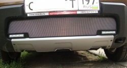 1 539 р. Сетка на бампер с вырезом под ДХО Russtal (хром) Renault Duster HS дорестайлинг (2010-2015)  с доставкой в г. Майкоп. Увеличить фотографию 2