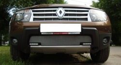 1 539 р. Сетка на бампер с вырезом под ДХО Russtal (хром) Renault Duster HS дорестайлинг (2010-2015)  с доставкой в г. Майкоп. Увеличить фотографию 3
