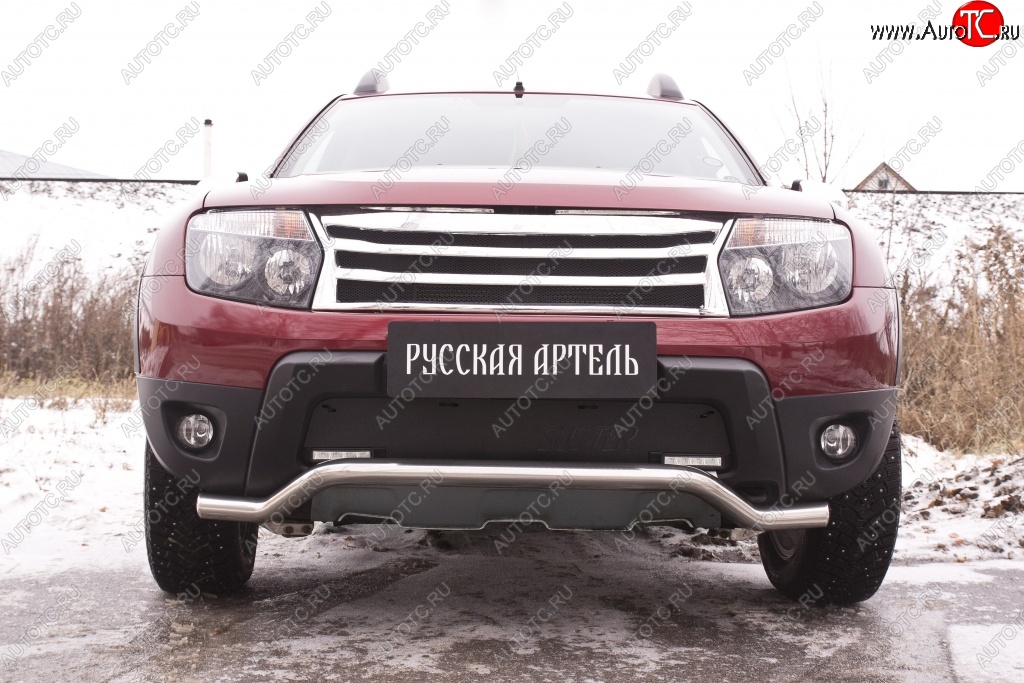 1 229 р. Зимняя заглушка решетки переднего бампера (с дхо и обвесом) РА Renault Duster HS дорестайлинг (2010-2015)  с доставкой в г. Майкоп