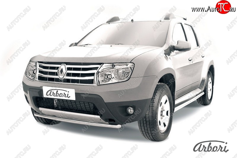 9 629 р. Защита переднего бампера Arbori Renault Duster HS дорестайлинг (2010-2015)  с доставкой в г. Майкоп