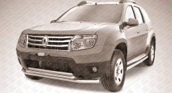 Двойная защита переднего бампера из двух труб диаметром 57 и 42 мм Slitkoff Renault Duster  HS (2010-2015) дорестайлинг