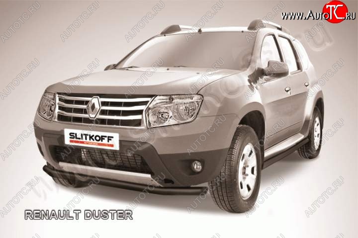 7 499 р. Защита переднего бампер Slitkoff Renault Duster HS дорестайлинг (2010-2015) (Цвет: серебристый)  с доставкой в г. Майкоп