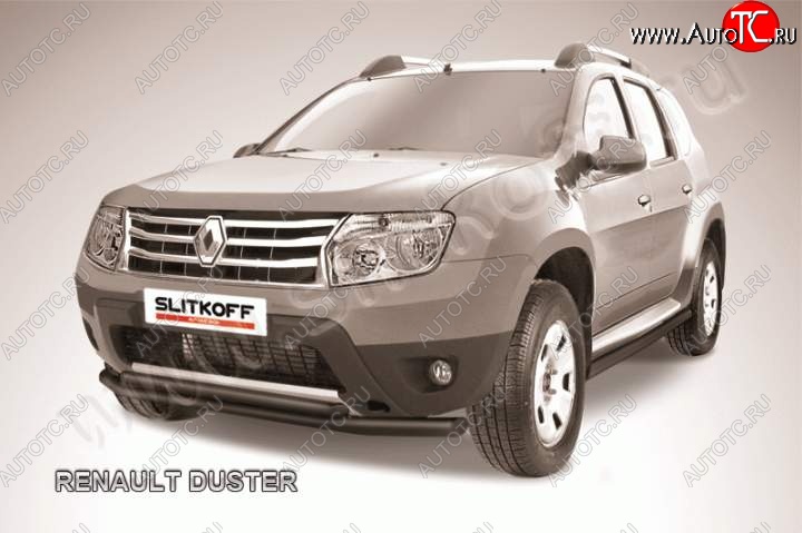 8 599 р. защита переднего бампера Slitkoff Renault Duster HS дорестайлинг (2010-2015) (Цвет: серебристый)  с доставкой в г. Майкоп