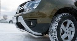11 349 р. Защита переднего бампера (Ø42 мм волна, нержавейка) SLITKOFF  Renault Duster  HS (2015-2021) рестайлинг  с доставкой в г. Майкоп. Увеличить фотографию 3