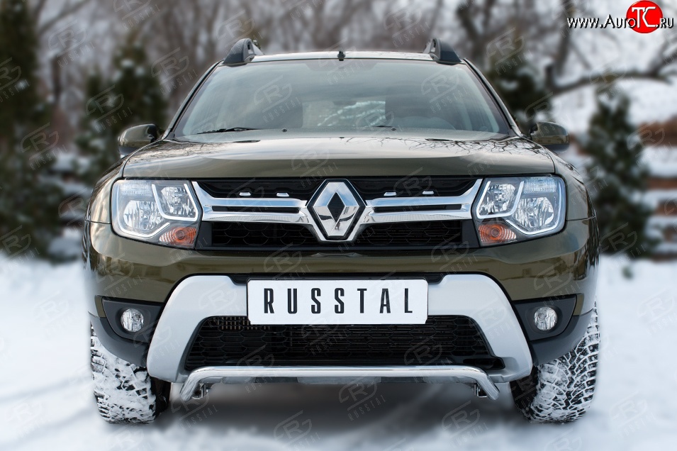 11 349 р. Защита переднего бампера (Ø42 мм волна, нержавейка) SLITKOFF  Renault Duster  HS (2015-2021) рестайлинг  с доставкой в г. Майкоп