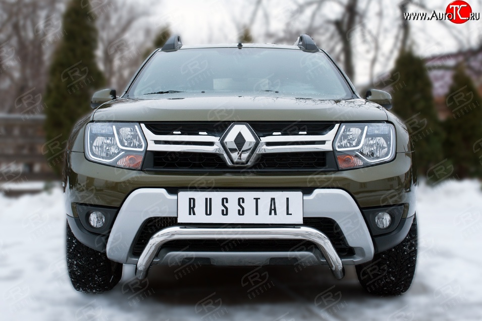 11 999 р. Защита переднего бампера (Ø63 мм волна, нержавейка) SLITKOFF  Renault Duster  HS (2015-2021) рестайлинг  с доставкой в г. Майкоп