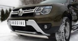 13 799 р. Защита переднего бампера (Ø75х42 мм, нержавейка) SLITKOFF  Renault Duster  HS (2015-2021) рестайлинг  с доставкой в г. Майкоп. Увеличить фотографию 2
