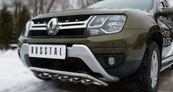 18 649 р. Защита переднего бампера (Ø42 мм с зубами, нержавейка) SLITKOFF  Renault Duster  HS (2010-2021) дорестайлинг, рестайлинг  с доставкой в г. Майкоп. Увеличить фотографию 2