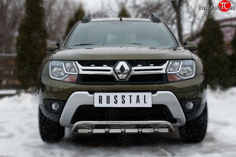 18 649 р. Защита переднего бампера (Ø42 мм с зубами, нержавейка) SLITKOFF  Renault Duster  HS (2010-2021) дорестайлинг, рестайлинг  с доставкой в г. Майкоп