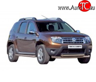 51 999 р. Защита порогов d63.5 мм Металл Дизайн  Renault Duster  HS (2010-2021) дорестайлинг, рестайлинг (Сталь с покрытием в цвет черный матовый)  с доставкой в г. Майкоп