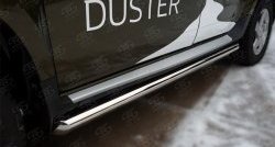 69 999 р. Защита порогов из круглой трубы диаметром 63 мм (рестайлинг) Russtal Renault Duster HS дорестайлинг (2010-2015) (Защита порогов с со скосами на торцах (вариант 1))  с доставкой в г. Майкоп. Увеличить фотографию 2