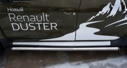 69 999 р. Защита порогов из круглой трубы диаметром 63 мм (рестайлинг) Russtal Renault Duster HS дорестайлинг (2010-2015) (Защита порогов с со скосами на торцах (вариант 1))  с доставкой в г. Майкоп. Увеличить фотографию 6