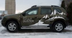 69 999 р. Защита порогов из круглой трубы диаметром 63 мм (рестайлинг) Russtal Renault Duster HS дорестайлинг (2010-2015) (Защита порогов с со скосами на торцах (вариант 1))  с доставкой в г. Майкоп. Увеличить фотографию 10