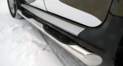 83 999 р. Защита порогов с пластиковыми вставками для ног из круглой трубы диаметром 76 мм (рестайлинг) Russtal Renault Duster HS дорестайлинг (2010-2015) (Защита порогов с со скосами на торцах (вариант 1))  с доставкой в г. Майкоп. Увеличить фотографию 2
