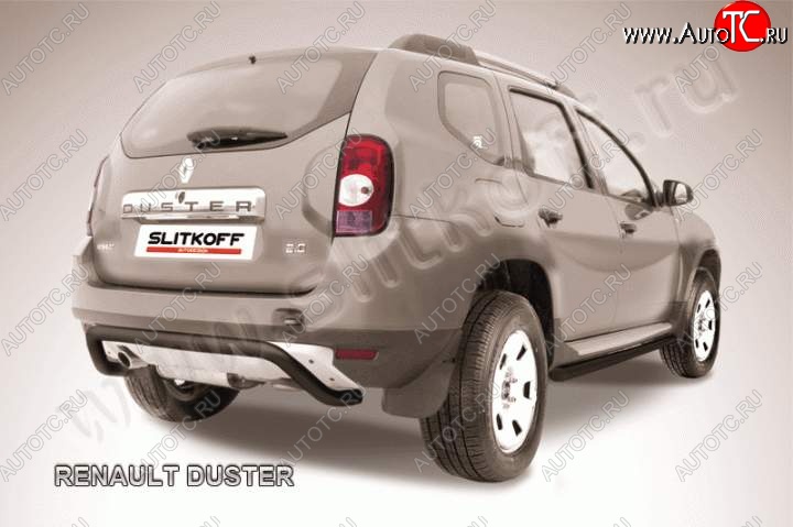 7 999 р. Защита задняя Slitkoff  Renault Duster  HS (2010-2015) дорестайлинг (Цвет: серебристый)  с доставкой в г. Майкоп