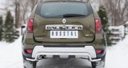 Удлинённая защита заднего бампера из П-образной трубы диаметром 42 мм (рестайлинг) SLITKOFF Renault Duster  HS (2010-2021) дорестайлинг, рестайлинг