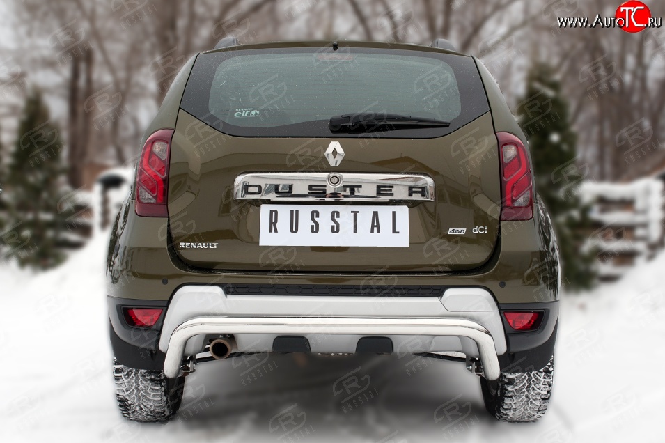 11 549 р. Защита заднего бампера (Ø63 мм волна, нержавейка) SLITKOFF  Renault Duster  HS (2015-2021) рестайлинг  с доставкой в г. Майкоп