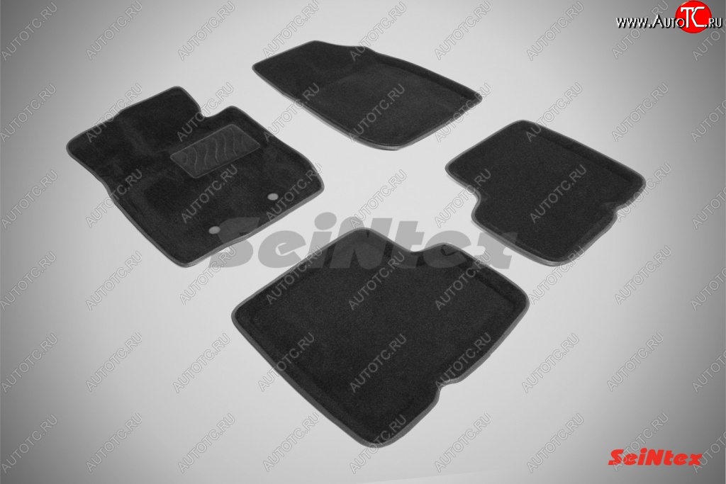 5 449 р. Износостойкие коврики в салон SeiNtex Premium 3D 4 шт. (ворсовые, черные) Renault Duster HS дорестайлинг (2010-2015)  с доставкой в г. Майкоп