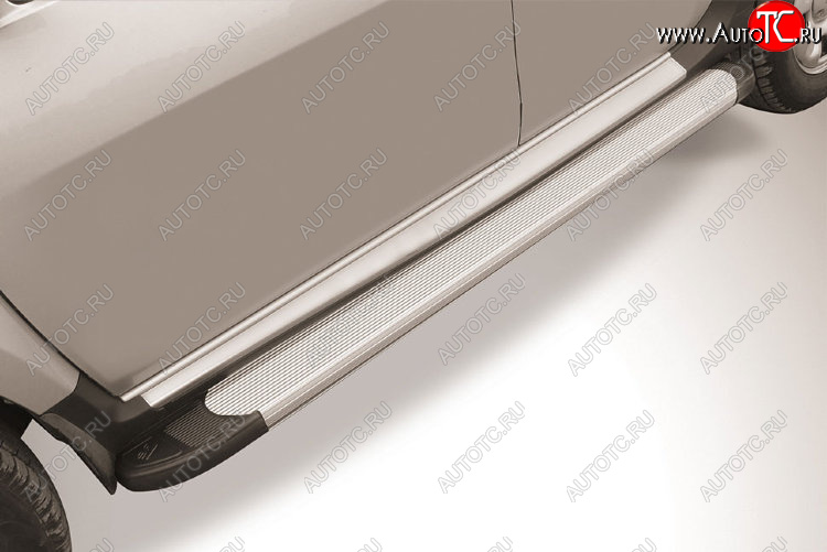 13 349 р. Пороги алюминиевые Slitkoff  Renault Duster  HS (2015-2021) рестайлинг (Optima Silver)  с доставкой в г. Майкоп