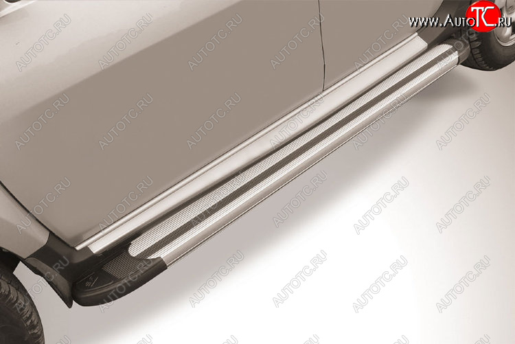10 699 р. Пороги алюминиевые Slitkoff  Renault Duster  HS (2015-2021) рестайлинг (Luxe Silver)  с доставкой в г. Майкоп