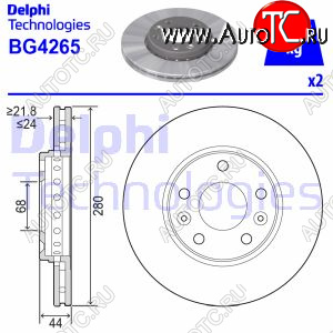 5 299 р. Передний тормозной диск на DELPHI (Ø280 мм, вентилируемый) Renault Duster HS рестайлинг (2015-2021)  с доставкой в г. Майкоп