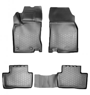 Коврики салонные Noplast (3D) Renault Kadjar (2015-2025) дорестайлинг, рестайлинг (Черные)