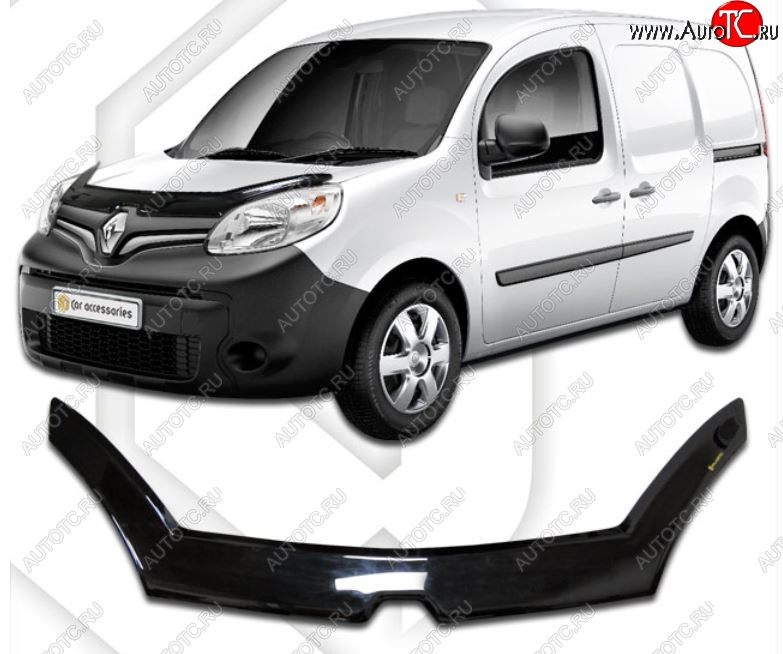 2 599 р. Дефлектор капота CA-Plastiс exclusive Renault Kangoo KW0 рестайлинг (2013-2016) (Classic черный, Без надписи)  с доставкой в г. Майкоп