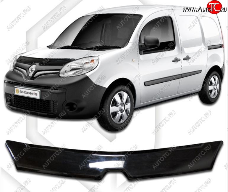 1 899 р. Дефлектор капота CA-Plastiс Renault Kangoo KW0 рестайлинг (2013-2016) (Classic черный, Без надписи)  с доставкой в г. Майкоп