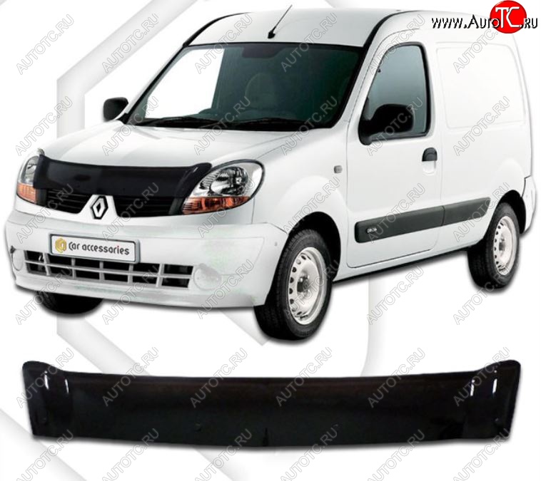 1 899 р. Дефлектор капота CA-Plastic Renault Kangoo KC рестайлинг (2003-2007) (серия Classic черный, Без надписи)  с доставкой в г. Майкоп
