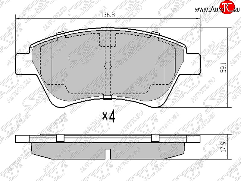1 059 р. Колодки тормозные SAT (передние) Renault Scenic 2 (2003-2009)  с доставкой в г. Майкоп