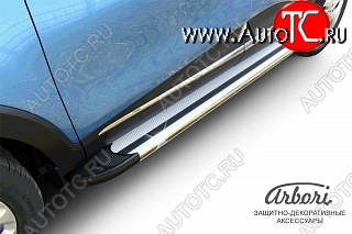 11 789 р. Порожки для ног Arbori Luxe Silver Renault Kaptur дорестайлинг (2016-2020)  с доставкой в г. Майкоп